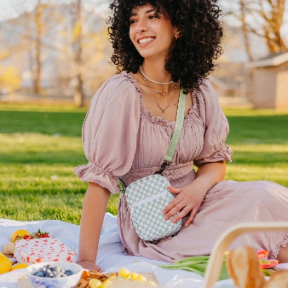 Brixley Green Checkered Crossbody Sling - Picture 10 of 11